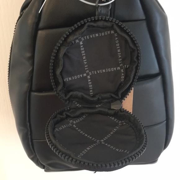 Steve Madden Black Puffy Leather Sling Backpack - Picture 12 of 17
